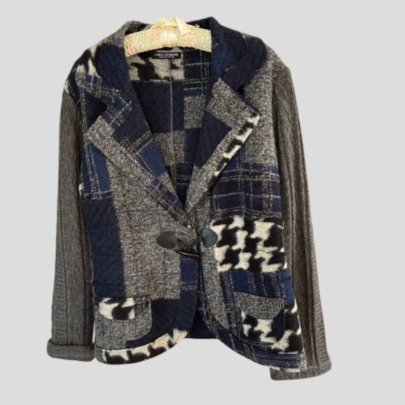 Linea Domani Wool Blend Abstract Blazer Jacket - Picture 3 of 16